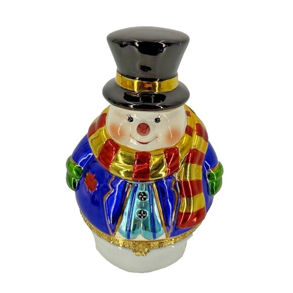 Vintage 2002 Christopher Radko Snowman Christmas Chills Wills Trinket Snowman - Picture 6 of 16